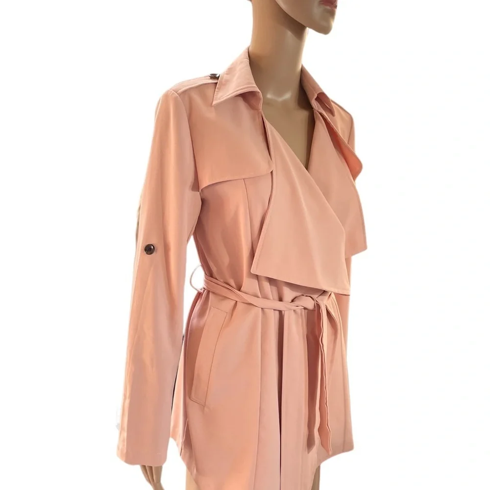 Blue Angel peach belted trench dress/coat - Picture 2 of 15